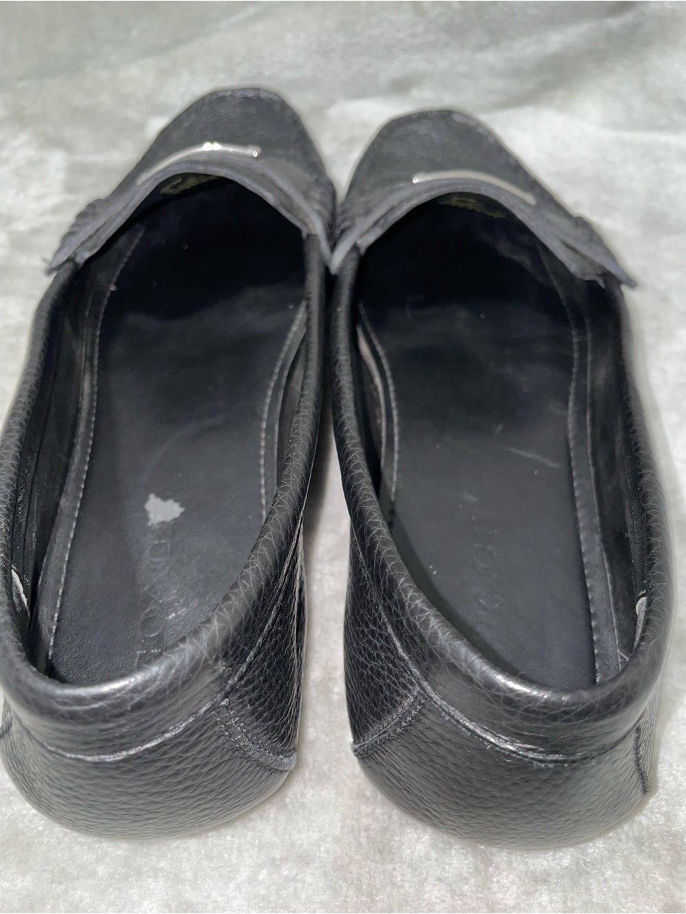 Coach Fredrica Black Pebbled Leather Loafers with Silver Logo Plate With Box Sz9 - Picture 9 of 12